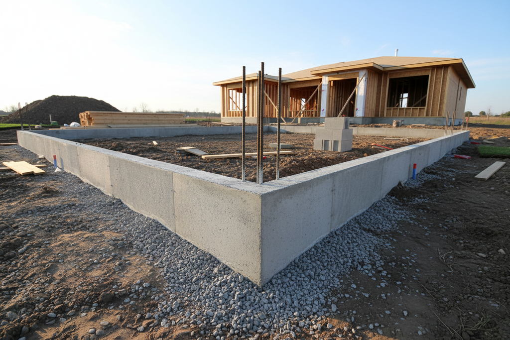 Concrete Foundation in professional construction setting